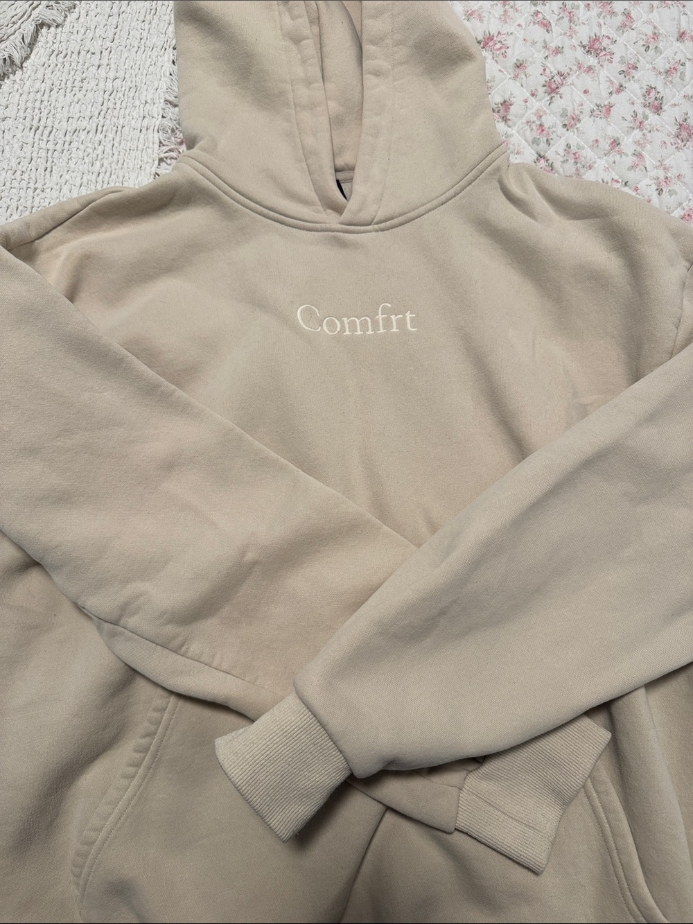 Beige 'Comfrt' Pullover Hoodie for Men or Women - Oversized Fit
